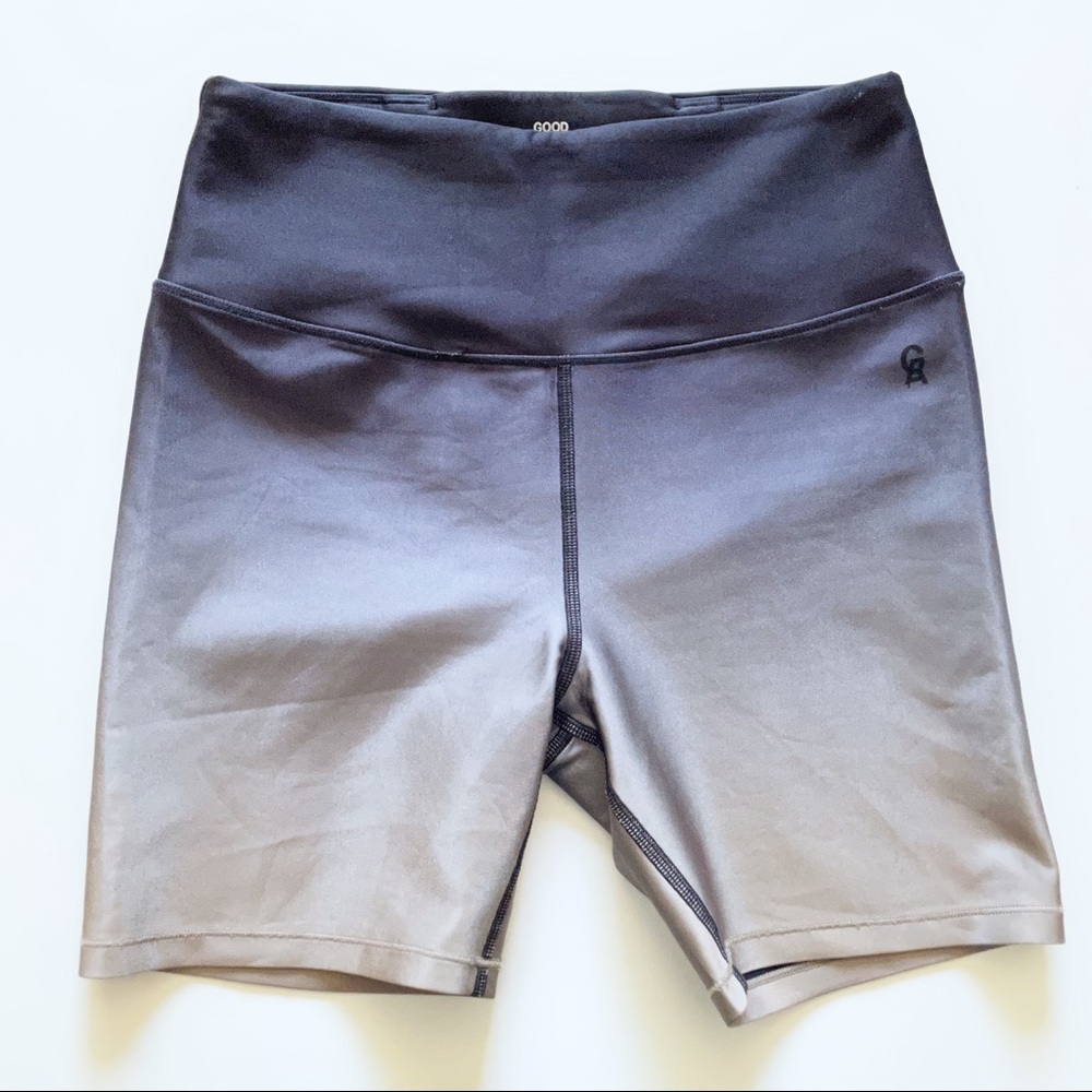 Good American Ombre Bike Black Bronze Shorts Size 2 MEDIUM High Waist Biker
